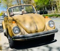 Classic yellow Volkswagen Beetle. Royalty Free Stock Photo