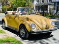 Classic yellow Volkswagen Beetle. Royalty Free Stock Photo