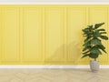 Classic yellow wall with wood floor and Fiddle