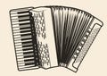 Classical accordion emblem vintage monochrome Royalty Free Stock Photo