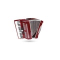 Classical accordion, harmonic. Musical instrument. Accordion isolated on white background. Accordion flat icon - Vector Royalty Free Stock Photo