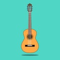Classical acoustic guitar. silhouette classic guitar. illustration in flat style.