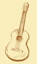 Classical acoustic guitar. Vector sketch Royalty Free Stock Photo