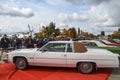 Classical american executive car coupe fifth generation Cadillac deVille on the exhibition of retro cars