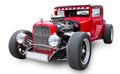 Classical American Horsepower Red Hot Rod. White background Royalty Free Stock Photo