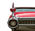 Classical American Vintage car 1959. Back light detail. White background Royalty Free Stock Photo