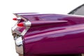 Classical American Vintage car 1959. Back lights detail. White background Royalty Free Stock Photo