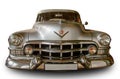 Classical American Vintage car 1950 Cadillac Limousine. Front view. White background