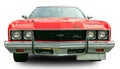 Classical American vintage car Chevrolet Impala Super Sport. Front view. White background