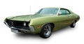 Classical american vintage car 1970 Ford Torino Coupe. White background