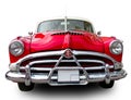 Classical American vintage car Hudson Hornet. Front view. White background Royalty Free Stock Photo