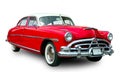 Classical American vintage car Hudson Hornet. White background Royalty Free Stock Photo