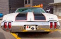 Classical American vintage car Oldsmobile 442 1970. Back view