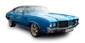 Classical American vintage car Oldsmobile Cutlass 1969. White background