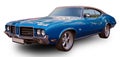 Classical American vintage car Oldsmobile Cutlass 1969. White background Royalty Free Stock Photo