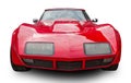 Classical American vintage sports car 1977 Chevrolet Corvette Stingrey. White background. Front view