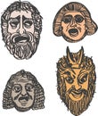 Classical ancient Greek drama masks Royalty Free Stock Photo