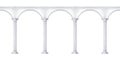 Classical antique colonnade of marble columns in Roman and Renaissance style. Seamless illustration on a white background. Antique