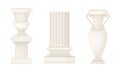 Classical architectural column and vases set. Classic antique decor element vector illustration Royalty Free Stock Photo