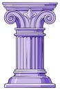 Classical Architectural Ionic Column Illustration, Ancient Greek or Roman Pillar Royalty Free Stock Photo