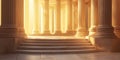 A classical architecture-inspired 3D background featuring a marble podium with Greco-Roman columns. Royalty Free Stock Photo