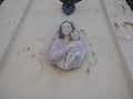 Relief fresco on the wall of the building. Mosta, Malta