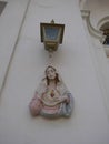 Relief fresco on the wall of the building. Mosta, Malta