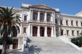 Classical architecture at the town hall at Syros, Grrece. Royalty Free Stock Photo