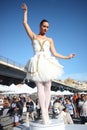 Classical ballerina dancing on a piano- 1 September 2018-Genoa-