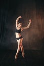 Classical ballet dancer in black practice training Royalty Free Stock Photo