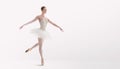 Classical ballet dancer in tutu skirt practicing dancing pas