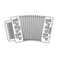 Classical bayan, accordion or harmonic icon in outline style isolated on white background. Russian country symbol stock