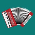 Classical bayan or accordion. Musical instrument. Accordion flat style. Bayan closeup. Realistic illustration