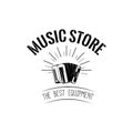 Classical bayan accordion. usic store label, music shop logo. Musical instrument icon. Vector. Royalty Free Stock Photo