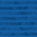 Classical blue color seamless pattern with stripe and palm leaves.