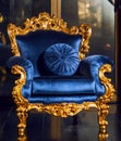 Classical blue royal sofa on luxurious interior Royalty Free Stock Photo