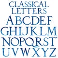 Classical blue watercolor font
