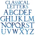 Classical blue watercolor font Royalty Free Stock Photo