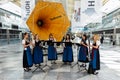 Classical brass band performing in centre