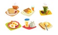 Classical Breakfast and Brunch Dishes Collection, Morning Food Menu Vector Illustration