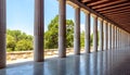 Classical building in ancient Greek Agora, Athens, Greece. Panorama inside Stoa of Attalos