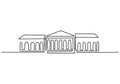 Classical building with columns in continuous one line drawing style. Typical architecture for government, court, university or