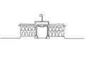 Classical building with columns in continuous one line drawing style. Typical architecture for government, court, university or