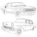 Classical car 1969 line drawing