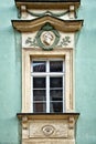 Classical colorful window with pediment in Prague Royalty Free Stock Photo