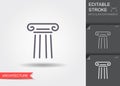 Classical column. Line icon with shadow and editable stroke Royalty Free Stock Photo