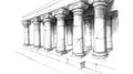 Ionic Columns Sketch - Ancient Architecture. Royalty Free Stock Photo