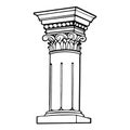 Classical Corinthian Column Vector Illustration for Architecture Design and Education Royalty Free Stock Photo