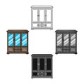 Classical cupboard icon in cartoon,black style isolated on white background. Furniture and home interior symbol stock