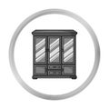 Classical cupboard icon in monochrome style isolated on white background. Furniture and home interior symbol stock